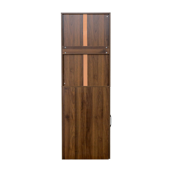 English Elm 70.87" Modern Display Storage Cabinet with 4-Tier Pull-Out Shelves, Dual Glass Doors for Home Walnut W331P295246