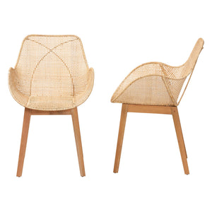 English Elm Mid-century Woven Rattan Dining Chair with Circular Back and Black Lacquered Legs B2750P467672