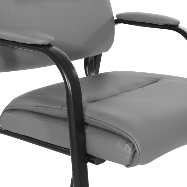 OSP Home Furnishings Guest Chair with Padded Faux Leather Seat Steel Frame for Office Reception Visitors FL10274-U42
