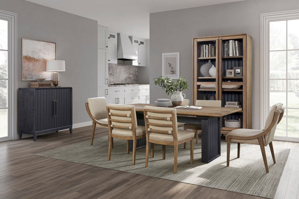 English Elm Double Double Pedestal Table Latte Finish with Leaf, 106.25" Extendable Solid Wood & Elm Veneer Elegance B2699P237501