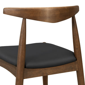 English Elm [video] 5-piece Mid-century Dining Set Rubberwood Frame Faux Leather Ergonomic Chairs Walnut+Black N759S006011B