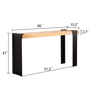 English Elm Rustic Industrial Console Table Weathered Steel Legs Engineered Wood Entryway Accent W2729P414724