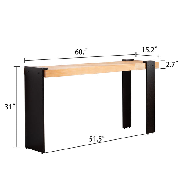 English Elm Rustic Industrial Console Table Weathered Steel Legs Engineered Wood Entryway Accent W2729P414724