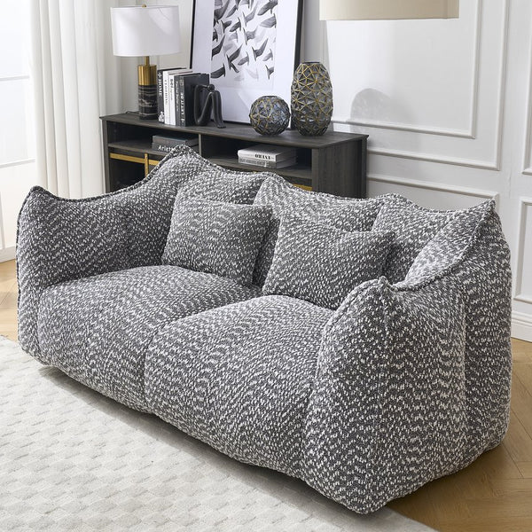 English Elm Soft Plush Foam Beanbag Chair for Two People, Square Recliner Sofa With Superfiber Comfort Embrace Grey W1996P252274