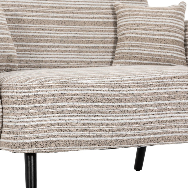 English Elm Modern tufted two-seater sofa with boucle upholstery, tapered legs, storage pockets and plush comfort for small spaces and offices khaki W395P376587