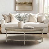 Martha Stewart Ayanna Cottage/Country Oval Coffee Table with Shelf MT120-1200 Reclaimed Greige