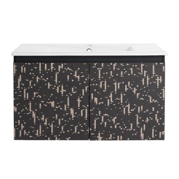 English Elm 30'' Floating Wall-Mounted Bathroom Vanity With Ceramic Sink & Soft-Close Doors For Modern Spaces P3 W999S00211-GIGA