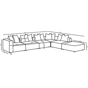 English Elm Colleen Terracotta Modular Sectional Sofa — 6-Piece Contemporary Tight Seat, Armless Chairs & Ottoman (154" W) B062S01210