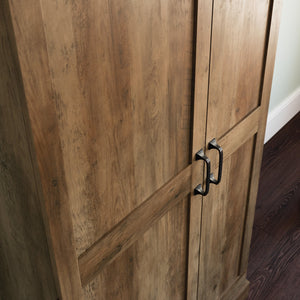 English Elm Storage Cabinet Rustic Brown Engineered Wood Tall Organizer with Adjustable Shelves for Pantry, Office, Shoes, Durable Design, Quick Assembly B356P402671