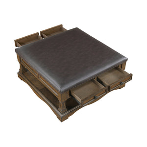 English Elm Traditional Rustic Lift-Top Cocktail Table with Hidden Storage, Pine Veneer Finish, Casters for Easy Mobility and Workspace Convenience Brown 44 L x 44 W x 14.5 H B011P387109