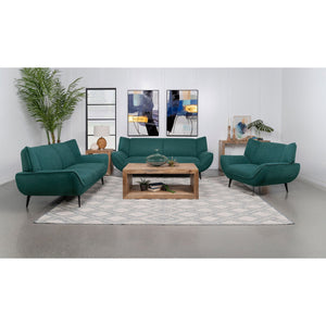 English Elm Logan Plush Teal Blue Flared Arm Sofa with Wingback Accent, Full Foam Cushions for Luxe Comfort B062P358465