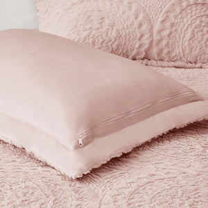 English Elm Twin Arya Embroidered Medallion Faux Fur Ultra Plush Comforter Mini Set - Luxurious Soft Bedding, Machine Washable Blush 19.29 L x 10.83 W x 10.83 H B03597036