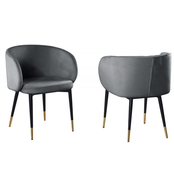 English Elm 1pc Velvet Barrel Back Accent Chair Gold Nailhead Trim Glamorous Curved Seat Gray B011P496764