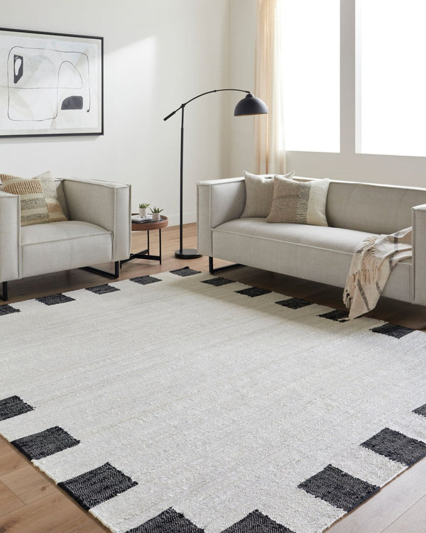 Livabliss Diane Handwoven Natural Jute Flatweave Accent Rug for Entryways and Compact Spaces Cream, Black 2' x 3' DAI2302-23