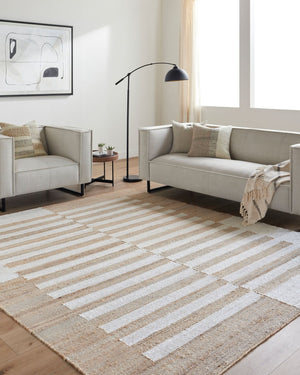 Livabliss Diane Handwoven Jute Flatweave Area Rug Natural Texture for Entryway or Bohemian Spaces Beige, Ivory 2' x 3' DAI2304-23