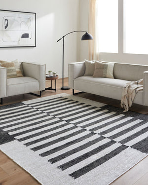 Livabliss Diane Handwoven Jute Flatweave Area Rug Artisan Natural Fiber Accent for Entryways Cream, Black 9' x 12' DAI2305-912