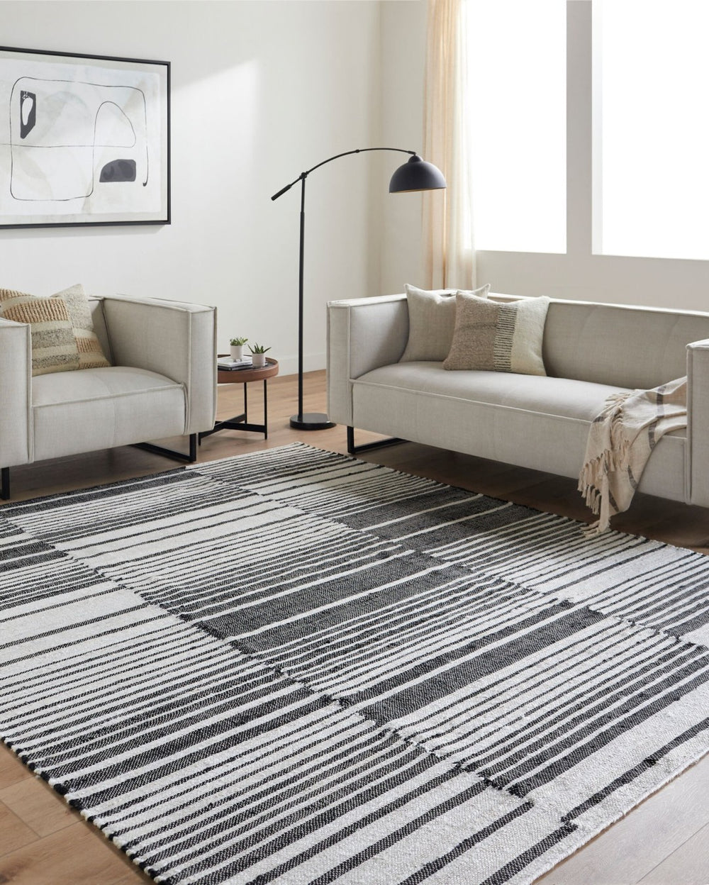 Livabliss Diane Handwoven Jute Flatweave Area Rug Natural Fiber Accent for Entryway or Bathroom Cream, Black 8' x 10' DAI2306-810