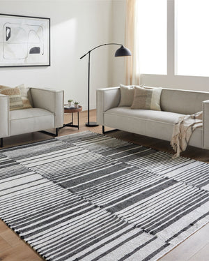Livabliss Diane Handwoven Jute Flatweave Area Rug Natural Fiber Accent for Entryway or Bathroom Cream, Black 8' x 10' DAI2306-810
