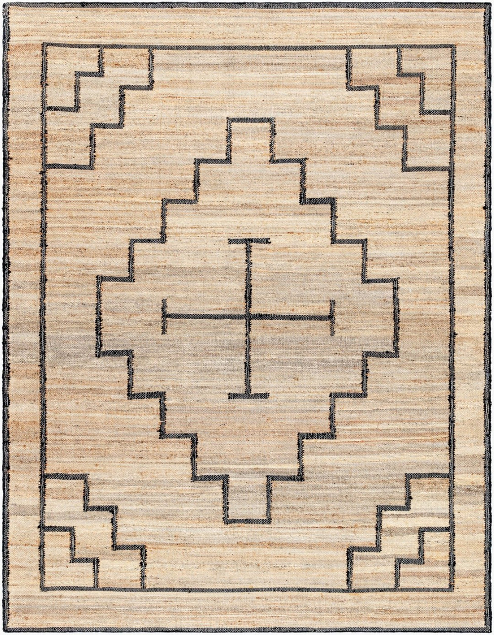 Livabliss Diane Handwoven Jute Flatweave Area Rug Natural Fiber Accent for Entryways and Small Spaces Tan, Black 2' x 3' DAI2309-23