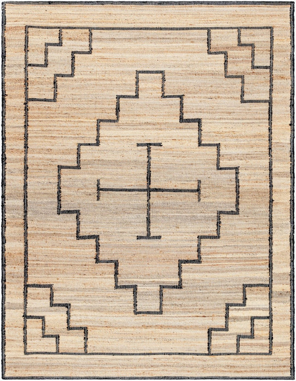 Livabliss Diane Handwoven Jute Flatweave Area Rug Natural Fiber Accent for Entryways and Small Spaces Tan, Black 2' x 3' DAI2309-23