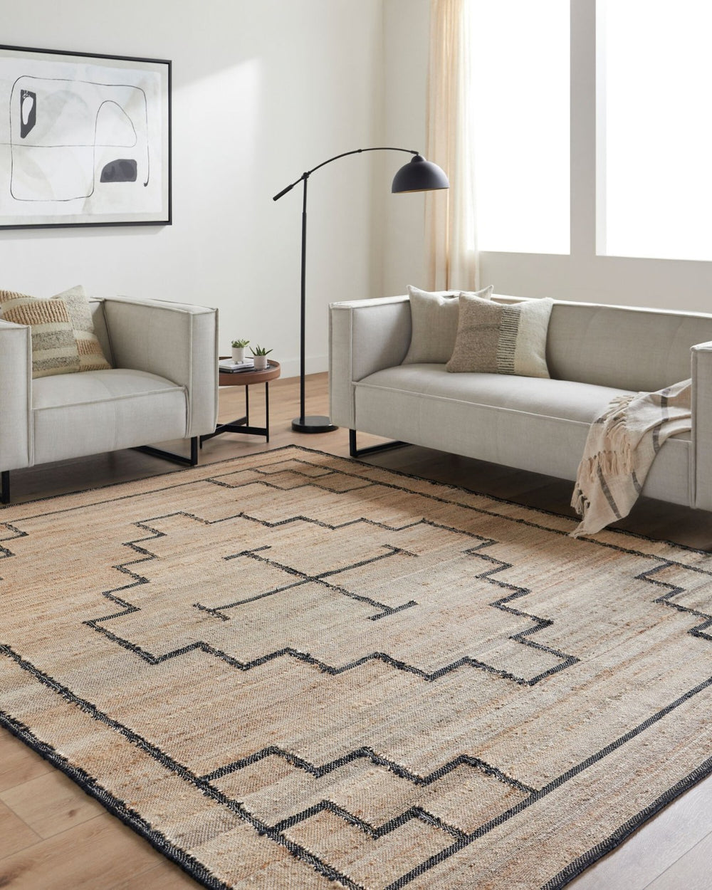 Livabliss Diane Handwoven Jute Flatweave Area Rug Natural Fiber Accent for Entryways and Small Spaces Tan, Black 2' x 3' DAI2309-23