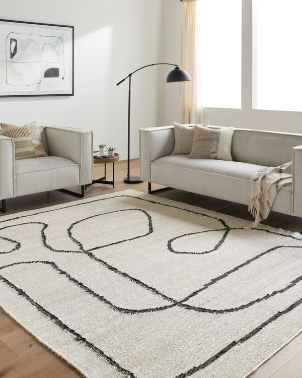 Livabliss Diane Handwoven Jute Flatweave Rug Artisan Crafted Natural Fiber Accent for Entryways Cream, Black 2' x 3' DAI2310-23