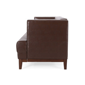 English Elm Christopher Knight Home® - 3 Seater Sofa - Mid-Century Modern Design In Dark Brown Pu, Plush Comfort For Compact Spaces 72146.00ADBRN_72146.00BDBRN