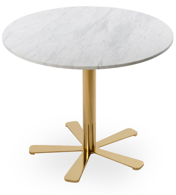 Soho Concept Daisy 5 Star Marble Dining Table - Elegant White Carrara Top With Customizable Metal Base Options Gold  Soho-concept-dining-chair-13684