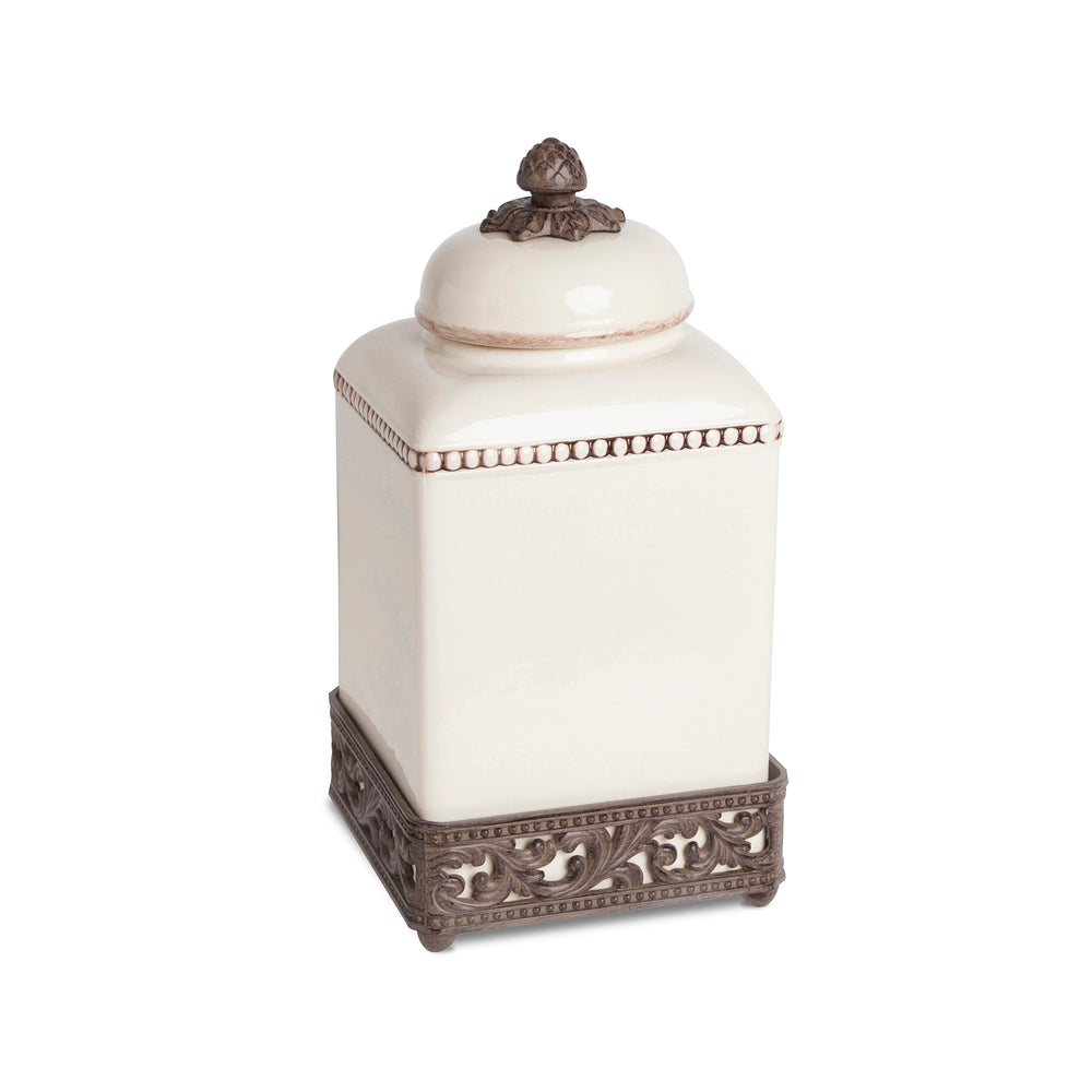 Acanthus Stoneware Square Canister, 15" EAW31571 Park Hill