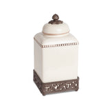 Acanthus Stoneware Square Canister, 13.5" EAW31585 Park Hill