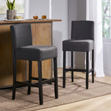 Christopher Knight Home® - Noble House - Portman Dark Charcoal Fabric Barstools - Set of 2