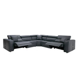 VIG Furniture Lamod Italia Dalton - Modern Italian Grey Leather Sectional + 2 Recliners VGCCDALTON-GRAPH-SECT