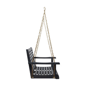 English Elm Tasmania Acacia Hardwood Porch Swing Slatted Outdoor Bench with Hanging Chains 69655.00DGRY