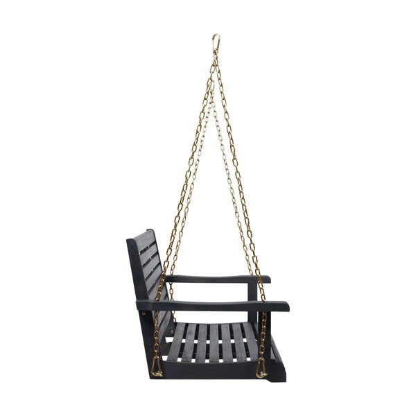 English Elm Tasmania Acacia Hardwood Porch Swing Slatted Outdoor Bench with Hanging Chains 69655.00DGRY