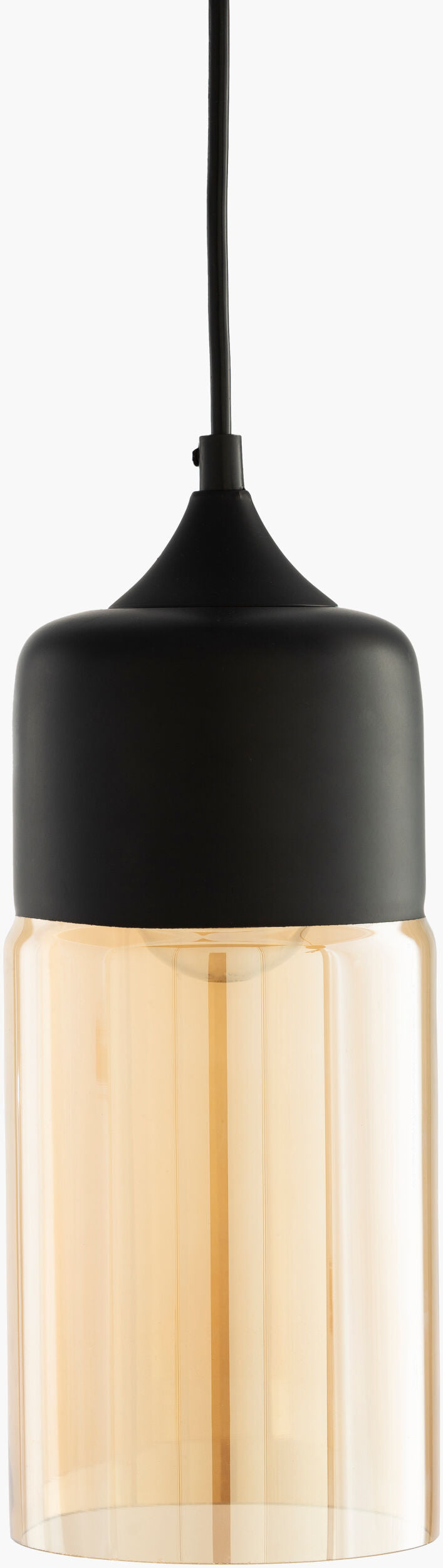 Surya Dean Pendant Light - Modern 5" X 5" X 11" Design, Handcrafted Glass & Metal For Elegant Decor Upgrade Fixture, Black Iron,Glass Dan-003