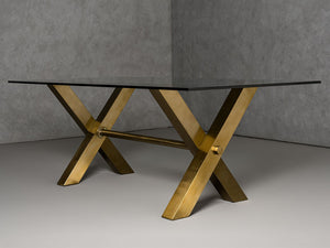 VIG Furniture Modrest Dandy - Modern Golden & 15mm Glass Dining Table VGGMDT-1305-DT-15MM