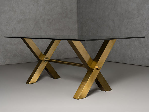 VIG Furniture Modrest Dandy - Modern Golden & 15mm Glass Dining Table VGGMDT-1305-DT-15MM