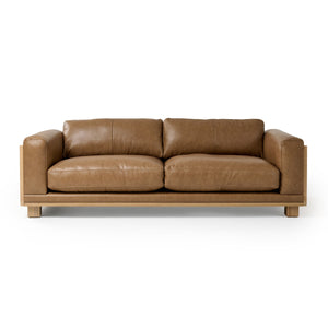 VIG Furniture Divani Casa Danson - Modern Tan Leather + Wicker Sofa VGKK-KF.8036-SOFA-SAND