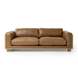 Divani Casa Danson - Modern Tan Leather + Wicker Sofa