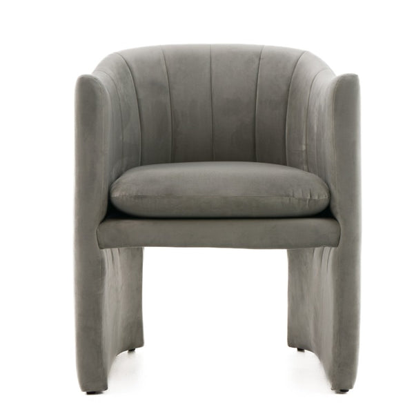 VIG Furniture Danube Curved Grey Fabric Dining Chair With Arms — Mid-Century Comfort, Padded Seat, No Assembly Needed VGEU-MC-9704CH-A-GRY