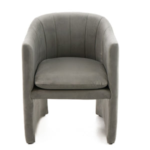 VIG Furniture Danube Curved Grey Fabric Dining Chair With Arms — Mid-Century Comfort, Padded Seat, No Assembly Needed VGEU-MC-9704CH-A-GRY