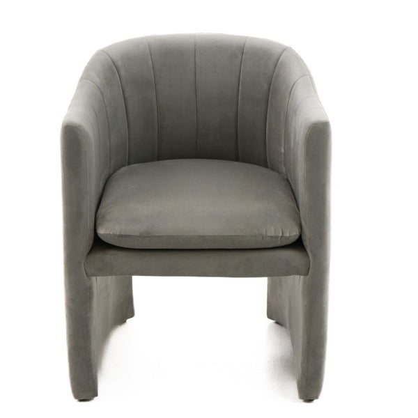 VIG Furniture Danube Curved Grey Fabric Dining Chair With Arms — Mid-Century Comfort, Padded Seat, No Assembly Needed VGEU-MC-9704CH-A-GRY