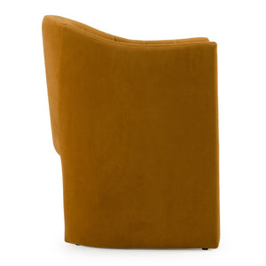 VIG Furniture Danube Velvet Upholstered Mid-Century Chair With Curved Channel Stitching And Ready-To-Use Comfort Orange Dining Chair VGEUMC-9704CH-A-ORG