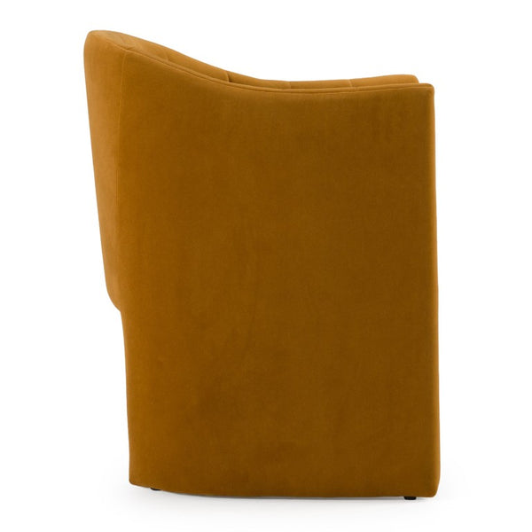 VIG Furniture Danube Velvet Upholstered Mid-Century Chair With Curved Channel Stitching And Ready-To-Use Comfort Orange Dining Chair VGEUMC-9704CH-A-ORG