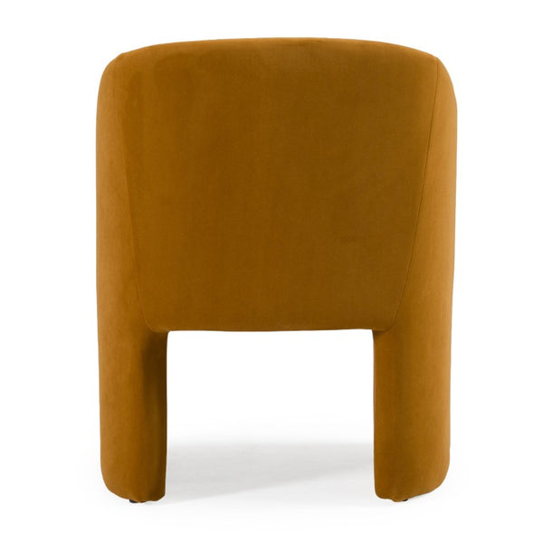 VIG Furniture Danube Velvet Upholstered Mid-Century Chair With Curved Channel Stitching And Ready-To-Use Comfort Orange Dining Chair VGEUMC-9704CH-A-ORG