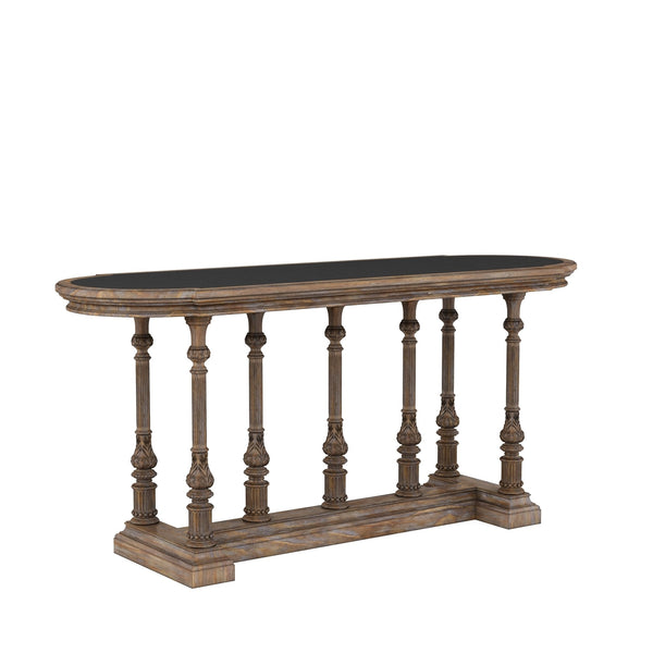 A.R.T. Furniture Architrave Gathering Pub Table - Elegant Almond Finish, Adjustable Height, Seats 6, Rustic Charm Brown Material, Pine Solids And Veneer,Granite 277235-2608