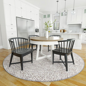 Americana Modern Dining 48-66" Round Dining Table and 4 Black Barrel Chairs Cotton DAME-5PC-48RND-2118 Parker House