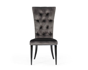 VIG Furniture Darley Grey Velvet Dining Chair Set Of 2 — Tufted Back, Black Metal Legs, Plush Upholstery, Ready-To-Use (100) VGZAY623-GRY