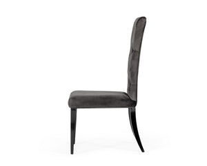 VIG Furniture Darley Grey Velvet Dining Chair Set Of 2 — Tufted Back, Black Metal Legs, Plush Upholstery, Ready-To-Use (100) VGZAY623-GRY