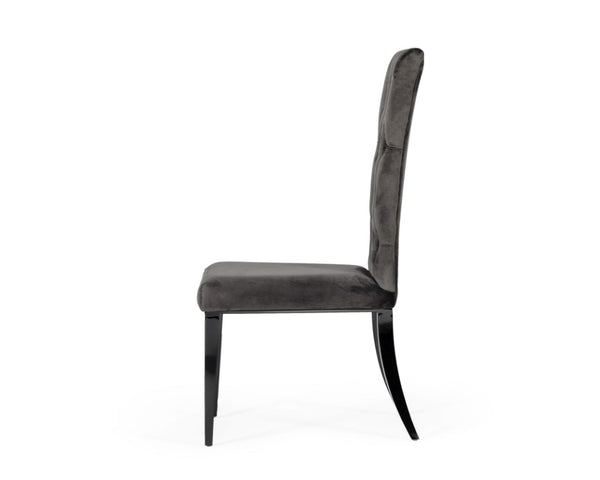 VIG Furniture Darley Grey Velvet Dining Chair Set Of 2 — Tufted Back, Black Metal Legs, Plush Upholstery, Ready-To-Use (100) VGZAY623-GRY